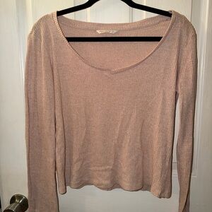Tresics Blush Long Sleeve Ribbed Top